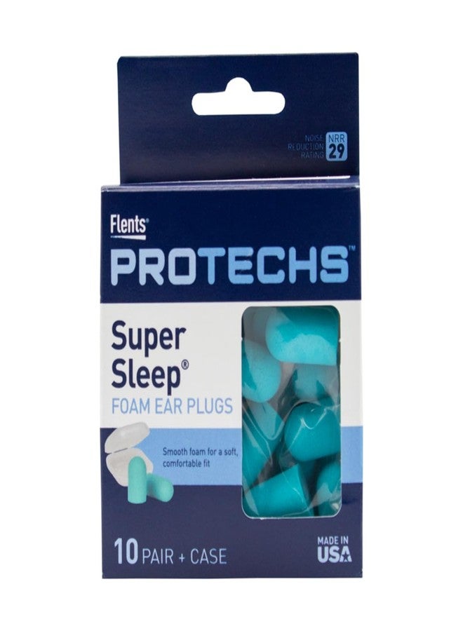 Flents Protechs Reusable Super Sleep Ear Plugs, Ideal For Loud Noise, Reduces Pressure And Background Noise, 10 Pairs With Travel Size Case, Easy Use With Comfort Fit, NRR 29, Teal, Made In The USA - Image 1